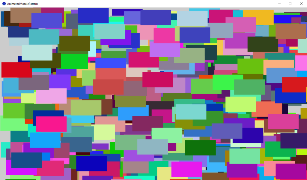 processing random colour mosaic wide rectangles with no stroke